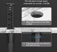 Prise électrique escamotable motorisée standard australienne avec ouverture de 65 mm, prise de bureau encastrée cachée avec USB pour la maison, la cuisine, le bureau