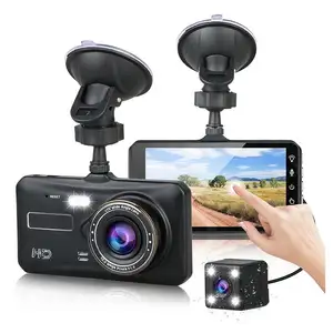 En çok satan Dash kamera 1080P 4.0 inç ön ve arka çift lensli araba DVR IPS dokunmatik ekran kaydedici Dash kamera araba kameralı ekran