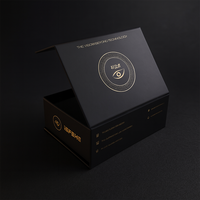 Boîte cadeau magnétique rigide pliable personnalisée avec logo en feuille noire, insert en mousse et poche, emballage élégant pour cosmétiques