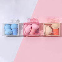 2 pcs/boîte Oeuf de maquillage à double usage sec et humide Gourde Coton Poudré Maquillage Cosmétique Éponge Ensemble pour Filles