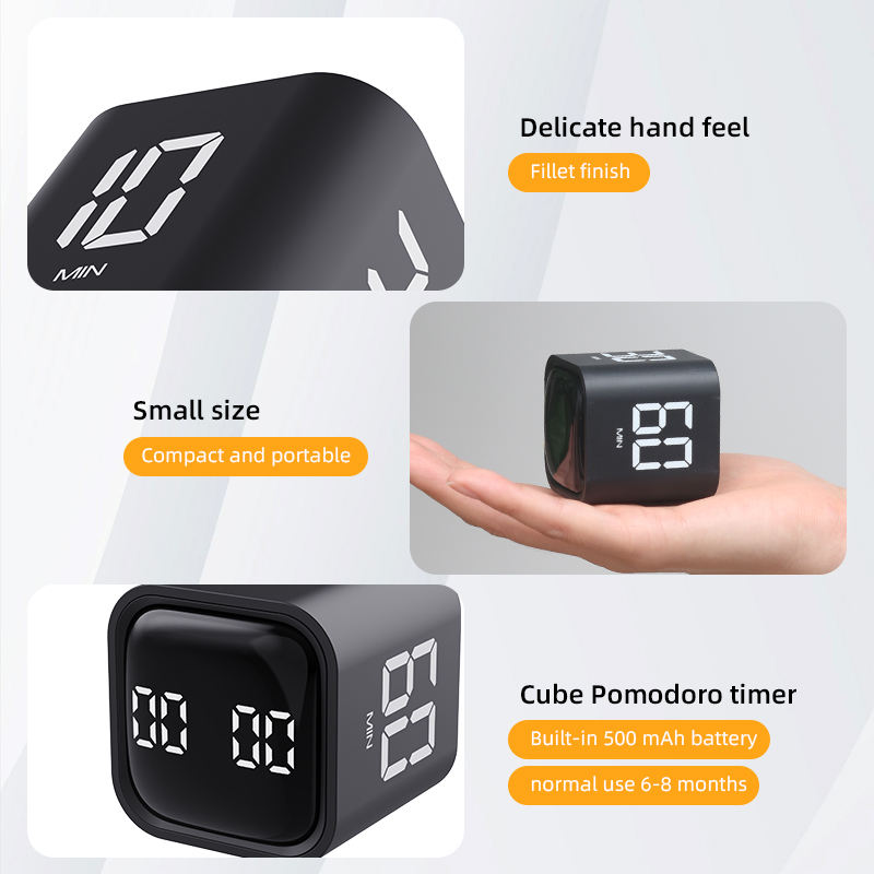 5/10/30/60 Mini Desk Cube Flip 3 in 1 Visual Countdown Timer Custom Time Smart Touch Timer with Button and Led Display