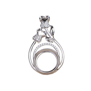 Colgante de Plata S925 con Flor de Rosa y Madreperla, Accesorio para Joyería, Base Hueca, Tamaño de Cuenta 12.1-12.3mm, 6077 - Product Image 5