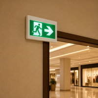 Panneau de signalisation ABS « Running Man » 120-347V, large plage de tension, batterie NiCad de 120 minutes, simple/double face sélectionnable pour emplacement humide