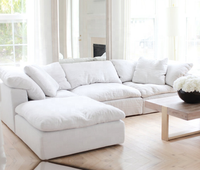 Sofá Modular Moderno Súper Cómodo con Relleno de Plumas, Esquinero sin Brazos en Color Blanco Crema para Sala de Estar