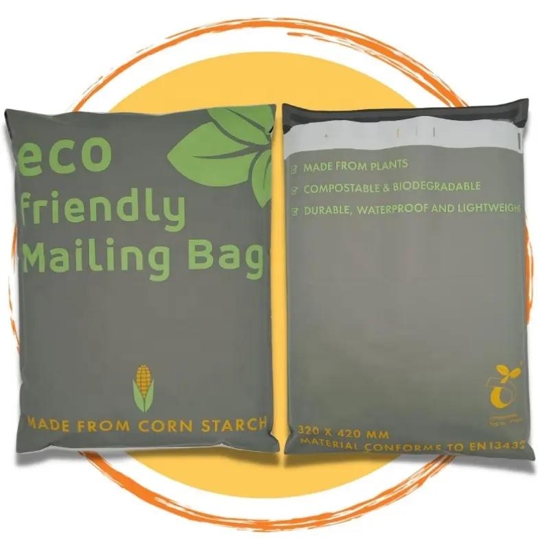 Thân thiện với môi gửi thư bags100 % nguyên liệu tự nhiên được làm từ tinh bột ngô phân hủy sinh học & compostable vận chuyển túi