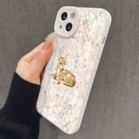 Coque de téléphone portable en TPU avec impression de cerf mignon et de fleurs, protection de l'objectif de l'appareil photo, pour iPhone X Xr Xs 11 12 13 14 15 16 17 Pro Max