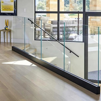 Rampe d'escalier en verre au design moderne EKOO, balustrade de balcon, garde-corps décoratif, canal en aluminium en U, rampe extérieure en verre