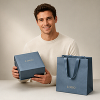 Vente flash - Boîte cadeau de luxe avec fermeture magnétique bleue personnalisée avec logo, emballage avec sac en papier