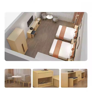 ชุดห้องนอนโรงแรมอพาร์ตเมนต์ทันสมัยราคาประหยัด โครงเตียงไม้ MDF พร้อมโต๊ะข้างเตียง ตู้เสื้อผ้า และตู้วางทีวี - Product Image 3