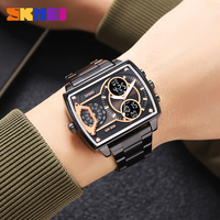 SKMEI 2229 Dual Time Digital Reloj de pulsera para hombre Personalizable Marca famosa Banda de hebilla de acero Dial personalizable