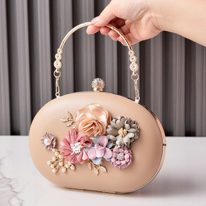 Bolso de mano floral 3D para la noche, bolso ovalado con asa y cadena desmontable, elegante cartera para <span class=keywords><strong>mujer</strong></span> para bodas y fiestas - Product Image 2