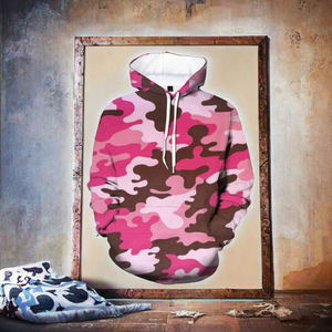 Sweat-shirt à capuche rose camouflage pour homme, col rond, coupe classique, streetwear - Product Image 3