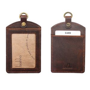 Boshiho Leather Badge <b>Holder</b> Opaque With Card Slot For Work <b>ID</b> Cards - Product Image 2