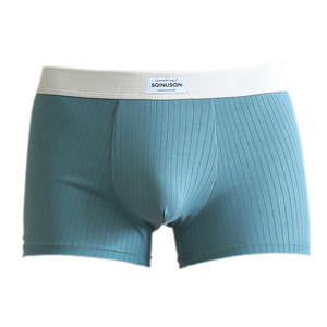 Calzoncillos bóxer de color <span class=keywords><strong>s</strong></span>ólido para hombre, ropa interior personalizada con algodón perforado con aguja, estilo cómodo de pantalones cortos - Product Image 5