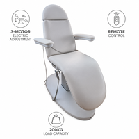 Cama de Belleza Eléctrica de 3 Motores con Respaldo y Reposapiés, Base Metálica, Capacidad de Carga de 200 kg, Control Remoto, Altura Ajustable, para Salón de Belleza y Spa