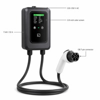 Pengisi Daya Dinding EV 7kW 32A, Stasiun Pengisian Daya Rumah AC Pintar, Konektor GB/T T1 T2, Kartu RFID, Layar LCD