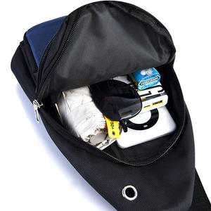 Kelylek Bolso cruzado para hombre, bolso pequeño de tela Oxford, bolso de pecho con bloques de color para viajes de negocios, gris, negro, verde, azul - Product Image 3