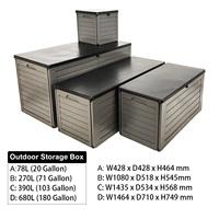 VERTAK 270L Boîte de rangement extérieure de haute qualité pour patio, coffre de rangement extérieur, bac de rangement pour coussins, pour boissons