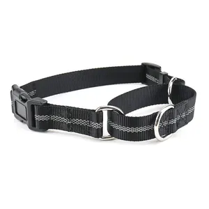 Reflective Adjustable Nylon Pet Dog Martingale Collar With Quick Snap Buckle