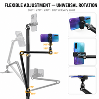Support de sol professionnel en aluminium à rotation 360° avec bras long pour tablette, support de téléphone stable et réglable en hauteur pour bureau, vente en gros OEM