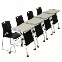 Table de classe moderne avec tiroir sous la table et crochets pour manteaux, plateau en bois, pieds en métal, pour l'ameublement des élèves du primaire