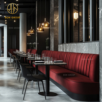 Chaises de restaurant et d'hôtel de luxe Ron Group en velours marbré avec ensemble de tables et banquettes rouges pour café