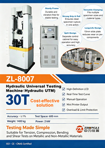 Machine d'essai universelle hydraulique numérique de 30 tonnes |   Testeur de traction, compression et flexion des métaux ISO6892-1 ASTM E8 ISO7500-1 ASTM E4 - Product Image 3