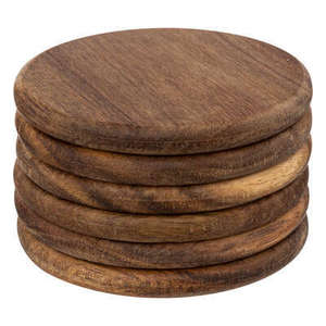 Juego de 6 posavasos de madera, diámetro [insertar diámetro]. 10 cm - Product Image 1