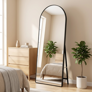 Specchio a Figura Intera Smartspace Nero Minimalista con Cornice in Metallo Arcuata 65x170cm, da Terra o da Parete, per Casa, Camera da Letto, Bagno - Product Image 3