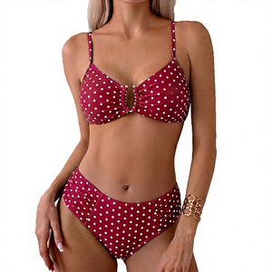 Women Polka Dot Bikini <b>Set</b> Triangle Swimwear High Waist <b>Two</b> <b>Piece</b> Beach Swim Suit Wholesale Rate OEM Custom Design Cheap price - Product Image 4