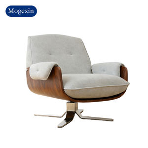 Modern <b>Fabric</b> wood Leisure Armchair with Metal Legs Swivel Function gray <b>recliner</b> <b>chair</b> for Living Room Apartment Villa Use - Product Image 6