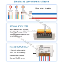 Interruptor de Control Remoto Inalámbrico de 2 Canales, Relé RF CA 240V 220V 10A, Receptor de Relé, Interruptor de Control Remoto para Puerta de Garaje