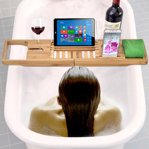 Estante de bambú para bañera, estante de almacenamiento multifuncional para baño, estante telescópico antideslizante para baño, estante para vinos al por mayor. - Product Image 2