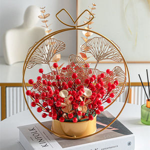 Lucky <b>Red</b> Fruit Flower Basket Round Handmade Indoor Wedding Decoration Gift - Product Image 5