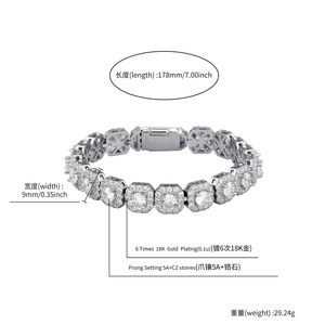 Trendy Premium Unisex Hip Hop Tennis Chain for <b>Bracelet</b> Set White Gold Plated <b>Copper</b> with 5A Cubic Zirconia for Anniversary - Product Image 5