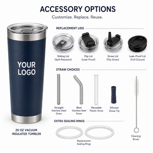 Custom Logo 20oz Vacuum <b>Insulated</b> Tumbler 304 Stainless Steel Travel <b>Mug</b> With Straw Reusable Coffee Cup For Hot Cold Drinks - Product Image 5