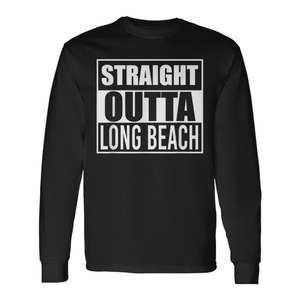 Camiseta de manga larga Straight Outta Long Beach con diseño del estado de California - Product Image 1