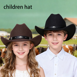Chapeau de cowboy occidental pour enfants, 54 cm, unisexe, avec clous, pour les fêtes, pour les enfants, à porter en extérieur - Product Image 4