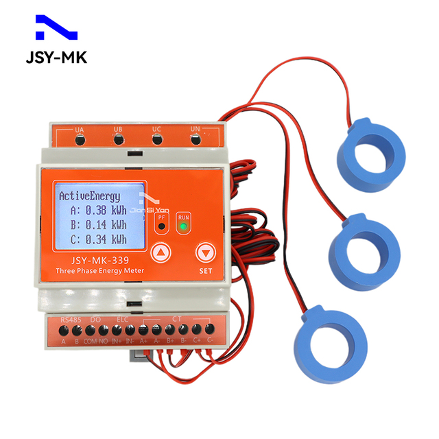 JSY-MK-339 Smart Energy Monitor Power Meter 3 Phase Data Real Time Collector 3CTs RS485 Energy Meter Power Consumption kWh Meter