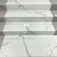 Dalles de marche d'escalier intérieures pour maison individuelle, bandes lumineuses à induction, dalles en céramique marbrée antidérapantes, design lumineux et luxueux