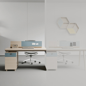 Werkstation Verlengstuk Houten Poten Aluminium Rand Kant E1 Kwaliteit Desktop Combinatie Slot Partitie Scherm Set Kantoor Desks - Product Image 2