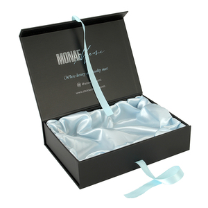 Custom Logo Black Wig Packaging Box Satin Lined Luxury Magnetic Packaging Box For Hair Extension