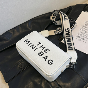 Wholesale Custom Women "THE MINI BAG" Letter Print Crossbody Bag Adjustable Wide Strap Casual PU <strong>Leather</strong> Shoulder <strong>Purse</strong> - Product Image 2