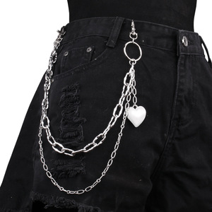 โซ่คาดเอวจี้รูปหัวใจสองชั้น สไตล์พังก์ ตกแต่งด้วยวงแหวนโลหะ โซ่คล้องกางเกง ทำจากโลหะผสมสังกะสี เหมาะสำหรับใส่ในชีวิตประจำวัน - Product Image 2