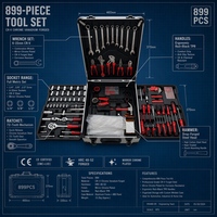 Ensemble d'outils à main de 899 pièces, valise de rangement en aluminium avec roulettes, support OEM OBM pour la réparation de pièces automobiles, utilisation domestique