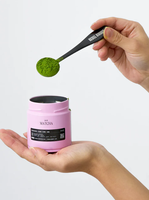 Boîte en fer blanc personnalisée gaufrée 30g avec couvercle coulissant, couleur matcha rose, étanche noire avec impression et double joint