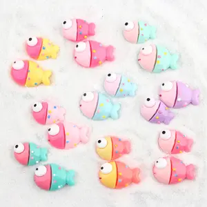 yiwu wintop cute cartoon shiny sea fish design flat back planar resin cabochon phone cover makeup decoration