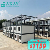 Maisonnette portable préfabriquée Akay à prix de gros, 2 étages, facilement mobile, modulaire, conteneur préfabriqué de 20 pieds pour le camping
