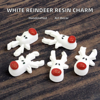 Cabochon plat en résine fait main, motif renne blanc de Noël, pour fournitures artistiques, décorations et créations pour la fête des Mères et les remises de diplômes