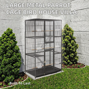 <span class=keywords><strong>Cage</strong></span> à oiseaux en gros, grande villa en métal pour perroquets et autres oiseaux volants, avec système de fixation à bouton-pression et rangement intégré, grande taille - Product Image 2